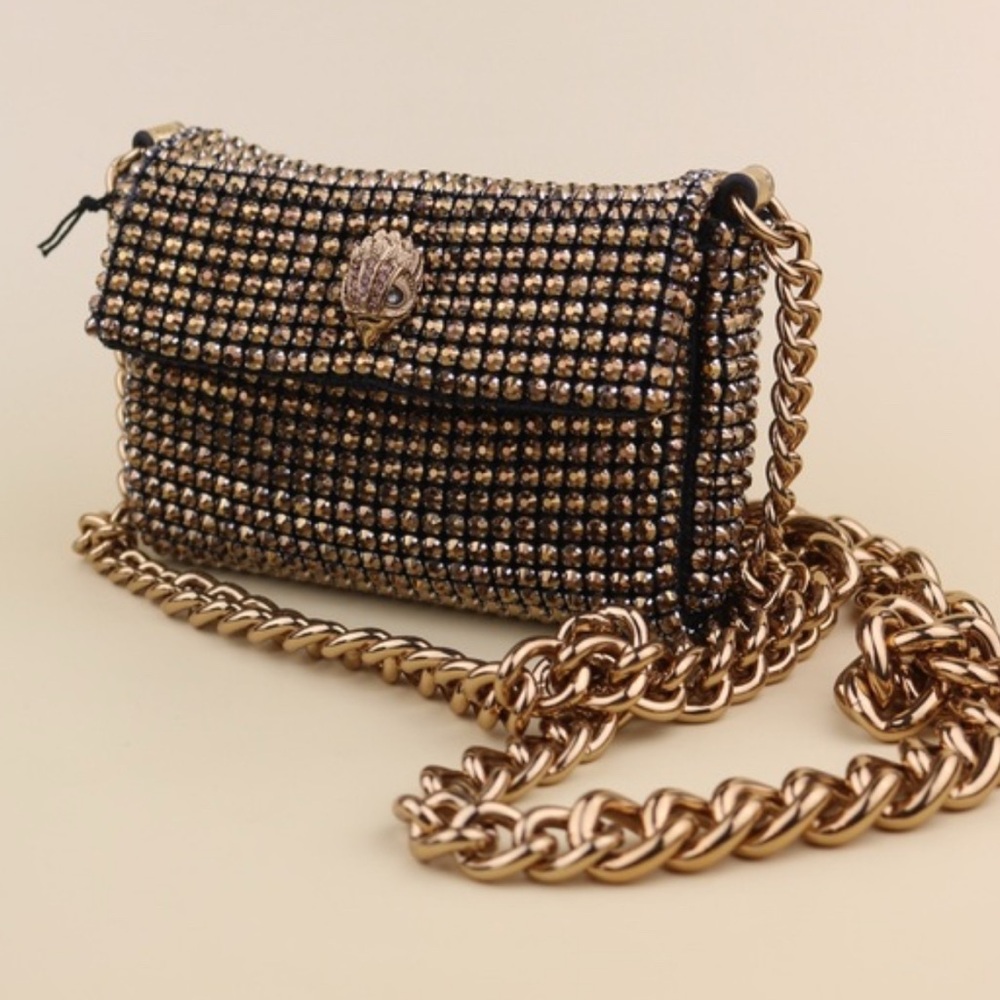 Kurt Geiger Gold Rhinestone Chain Clutch